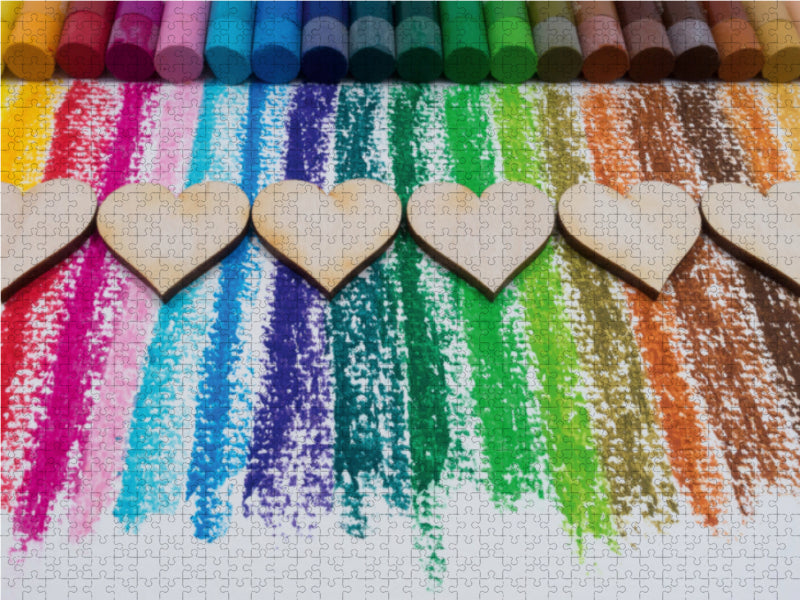 Coeur coloré, carton, crayons de couleur - Puzzle photo CALVENDO 