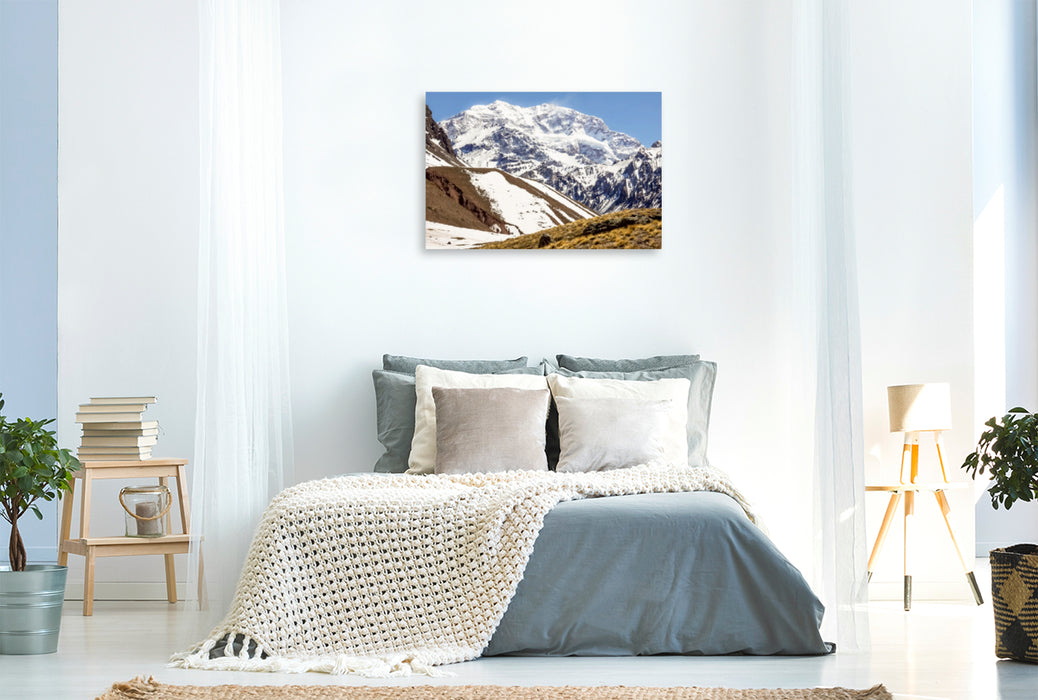 Premium Textil-Leinwand Premium Textil-Leinwand 120 cm x 80 cm quer Aconcagua - höchster Berg Amerikas