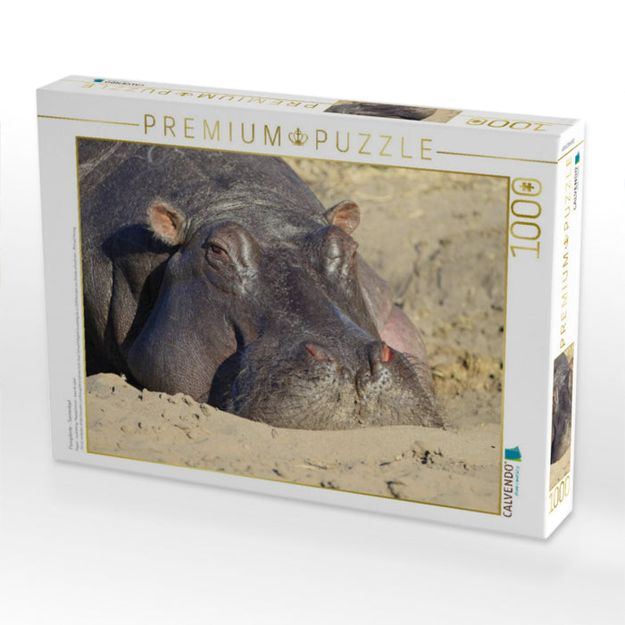 Flusspferde – Sonnenbad - CALVENDO Foto-Puzzle'