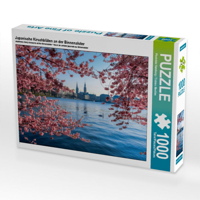 Japanische Kirschblüten an der Binnenalster 1000 Teile Puzzle quer - CALVENDO Foto-Puzzle'