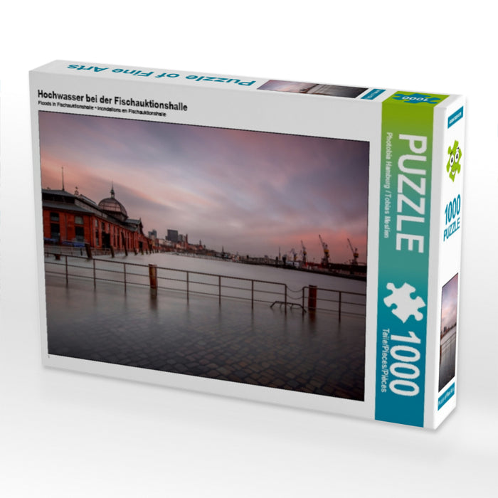 Hochwasser bei der Fischauktionshalle 1000 Teile Puzzle quer - CALVENDO Foto-Puzzle'