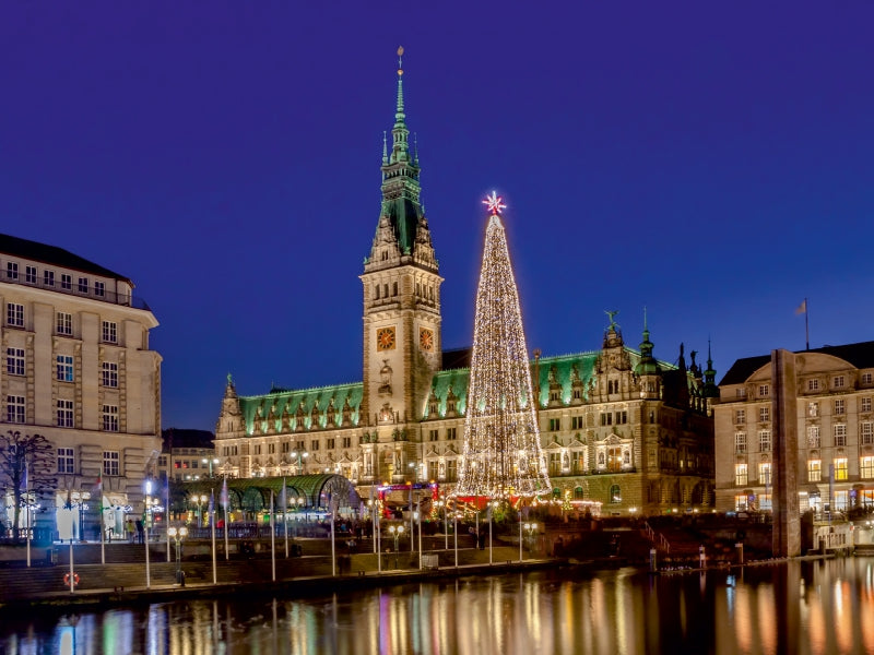 Hamburger Rathaus mit großer LED-Tanne 1000 Teile Puzzle quer - CALVENDO Foto-Puzzle'