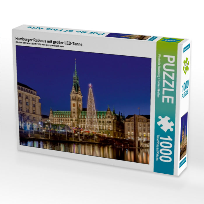 Hamburger Rathaus mit großer LED-Tanne 1000 Teile Puzzle quer - CALVENDO Foto-Puzzle'