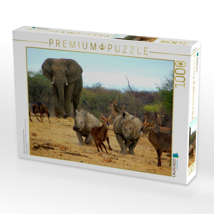 Elefant und andere afrikanische Tiere - CALVENDO Foto-Puzzle'