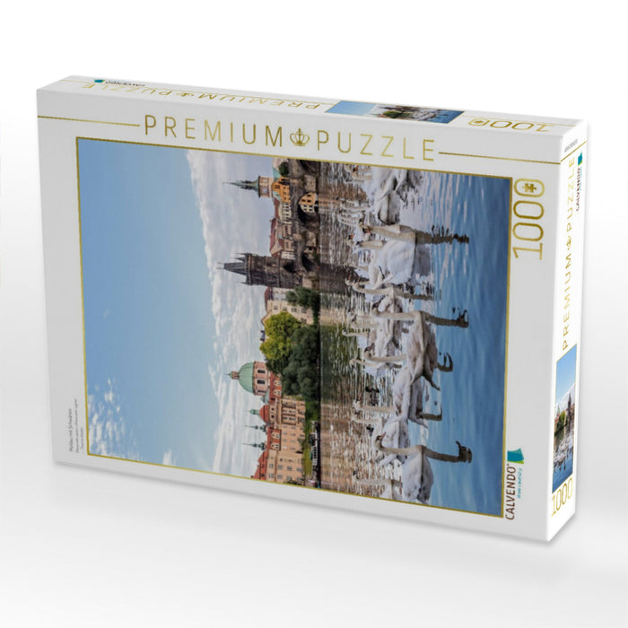 Moldau mit Schwänen - CALVENDO Foto-Puzzle'
