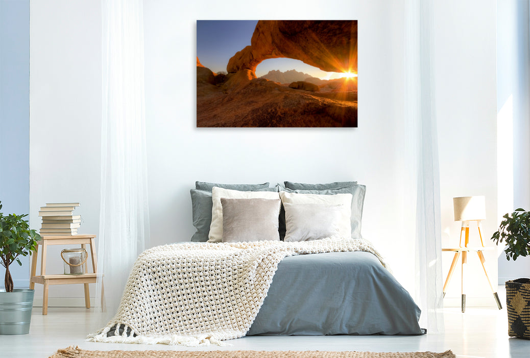 Premium Textil-Leinwand Premium Textil-Leinwand 120 cm x 80 cm quer Wildes Namibia: Spitzkoppe bei Sonnenaufgang