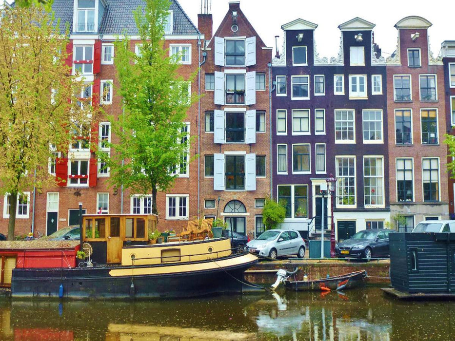 Amsterdam - Gracht mit Hausboot - CALVENDO Foto-Puzzle'