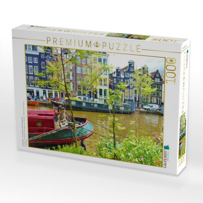 Amsterdam - Hausboote an der Prinsengracht - CALVENDO Foto-Puzzle'