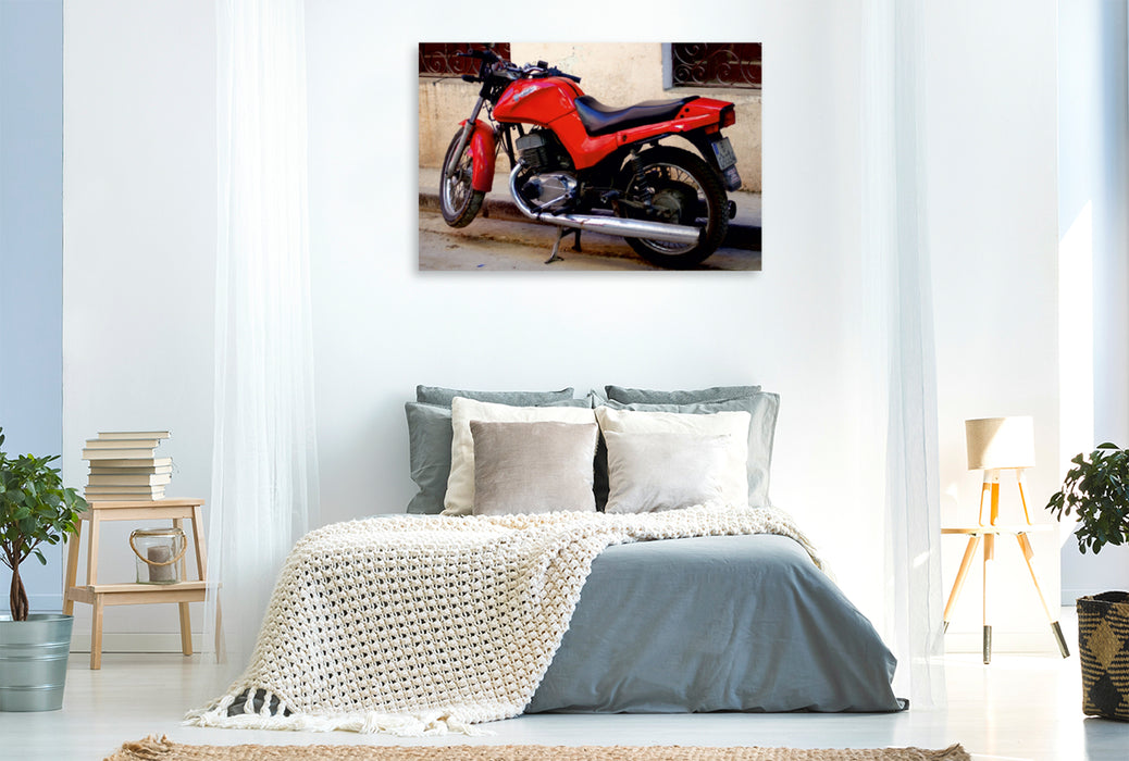 Premium Textil-Leinwand Premium Textil-Leinwand 120 cm x 80 cm quer Das italienische Motorrad DUCATI Monster Energy in Havanna