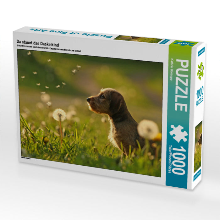 L'enfant teckel est émerveillé - Puzzle photo CALVENDO 