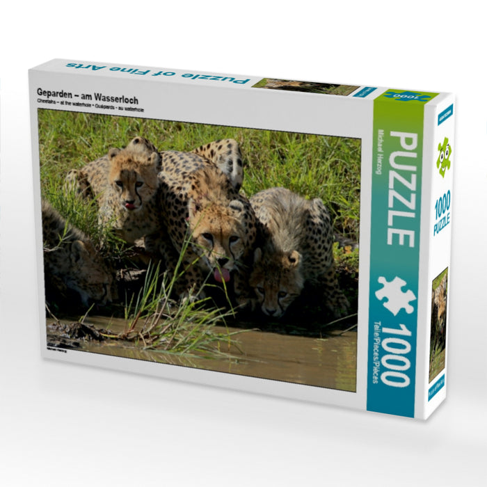 Geparden – am Wasserloch 1000 Teile Puzzle quer - CALVENDO Foto-Puzzle'
