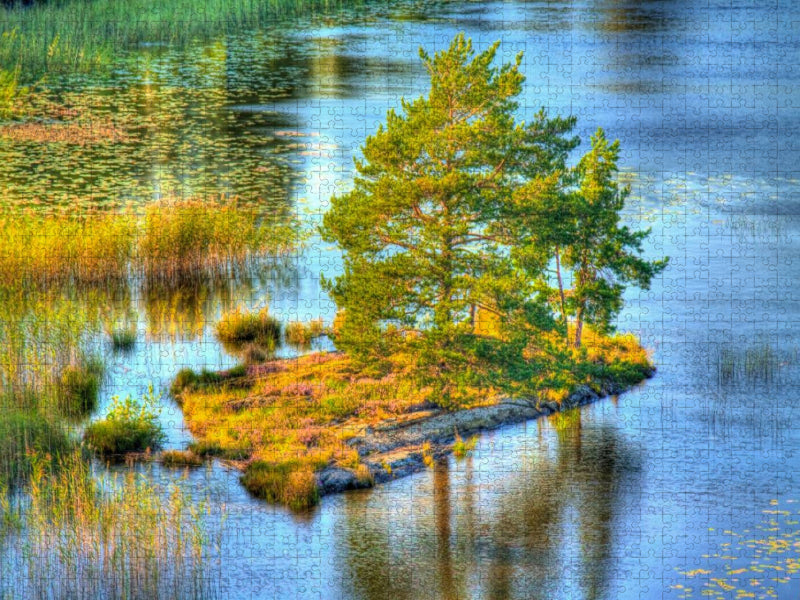 Sehnsucht Schweden - Insel mit Bäumen in Schwedens größtem See - dem Vänern - CALVENDO Foto-Puzzle'