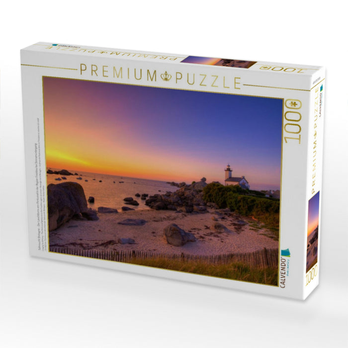 Sehnsucht Bretagne - Der Leuchtturm von Pontusval in der Region Finistére bei Sonnenuntergang - CALVENDO Foto-Puzzle'