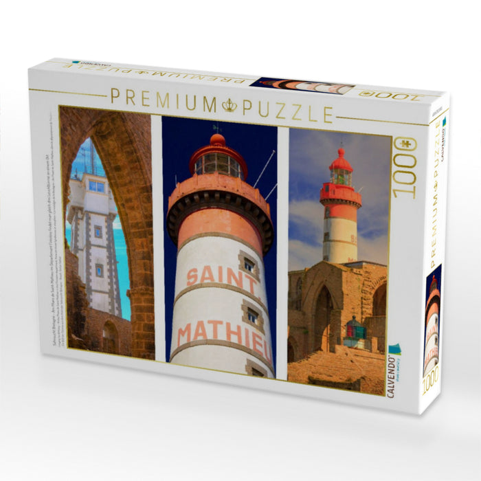 Sehnsucht Bretagne - Am Phare de Saint-Mathieu im Département Finistére findet man gleich drei Leuchttürme an einem Ort - CALVENDO Foto-Puzzle'