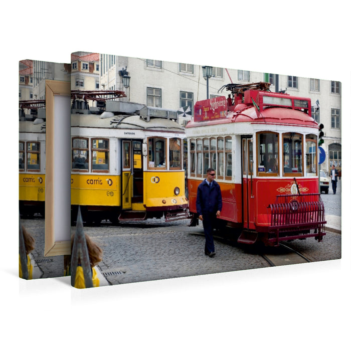 Toile textile premium Toile textile premium 120 cm x 80 cm paysage Tramways historiques 
