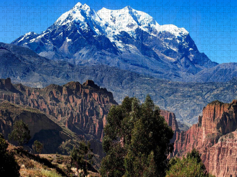 Illimani-Massiv mit Pico Sur, 6.462 m ü. M., Bolivien - CALVENDO Foto-Puzzle'