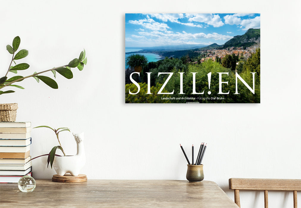 Premium Textil-Leinwand Premium Textil-Leinwand 120 cm x 80 cm quer Ein Motiv aus dem Kalender Sizilien – Landschaft und Architektur