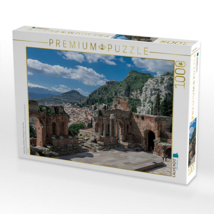 Teatro Greco mit Ätna im Hintergrund, Taormina - CALVENDO Foto-Puzzle'