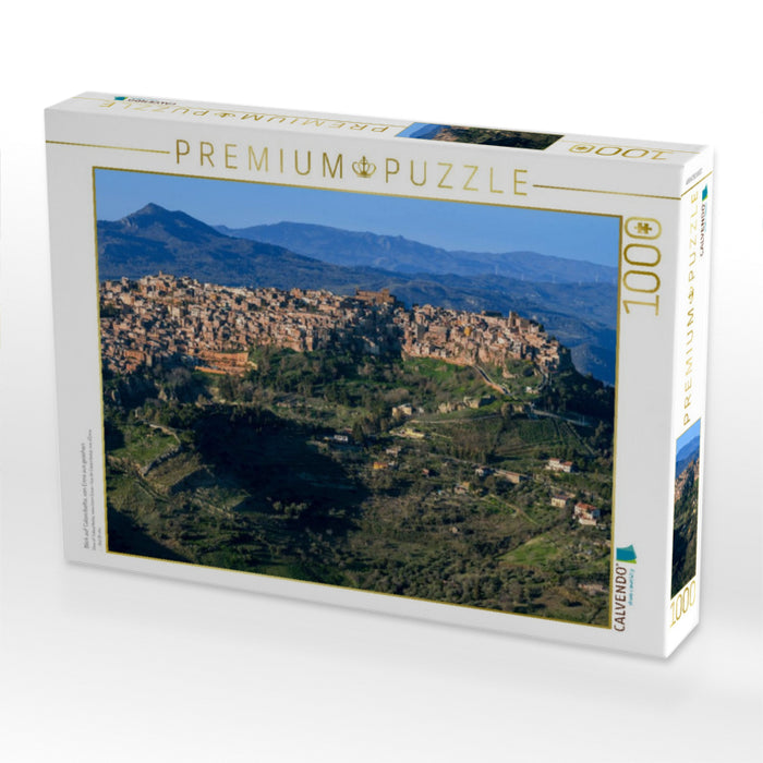 Blick auf Calascibetta, von Enna aus gesehen - CALVENDO Foto-Puzzle'