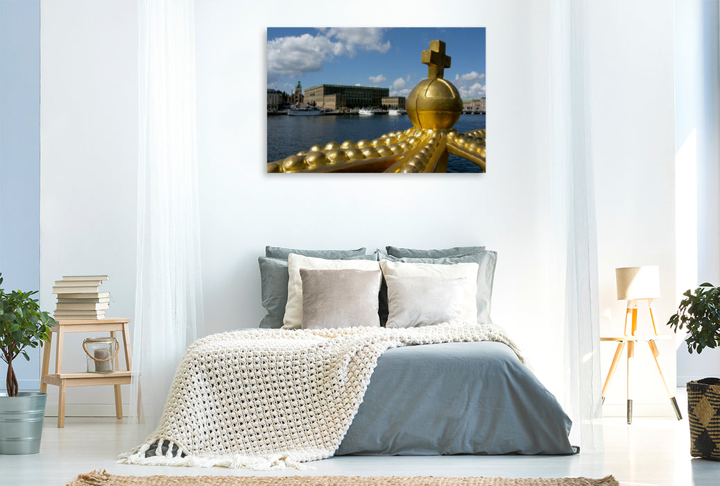 Premium Textil-Leinwand Premium Textil-Leinwand 120 cm x 80 cm quer Ein Motiv aus dem Kalender Stockholm - Licht des Nordens