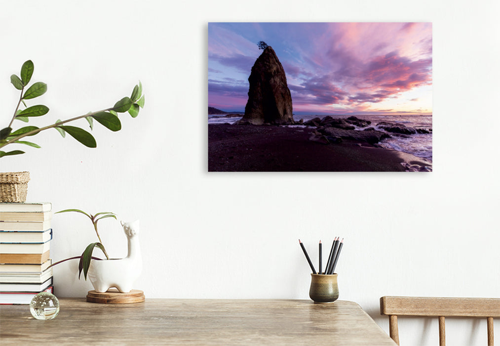 Premium Textil-Leinwand Premium Textil-Leinwand 120 cm x 80 cm quer Rialto Beach - Olympic National Park