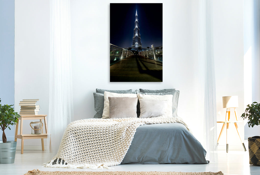 Toile textile haut de gamme Toile textile haut de gamme 80 cm x 120 cm de haut The Way To The Burj Khalifa 