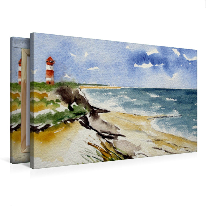 Premium Textil-Leinwand Leuchtturm auf Sylt