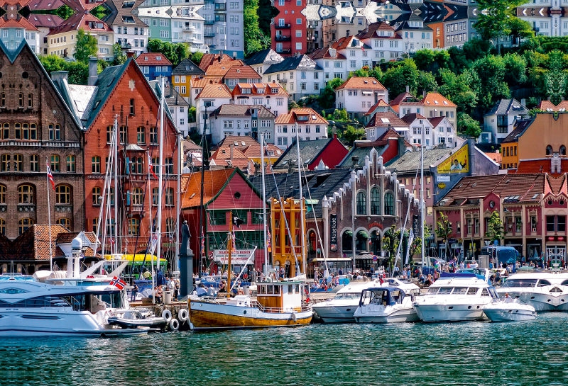 Premium Textil-Leinwand Bergen, Norwegen