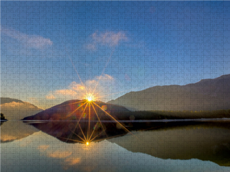 Sonnenaufgang am Sylvenstein 1000 Teile Puzzle quer - CALVENDO Foto-Puzzle'
