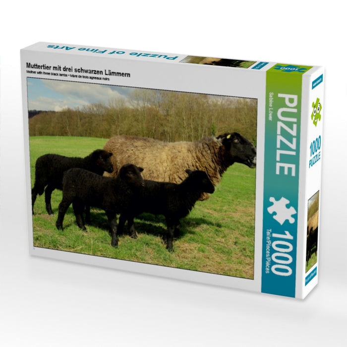 Muttertier mit drei schwarzen Lämmern 1000 Teile Puzzle quer - CALVENDO Foto-Puzzle'