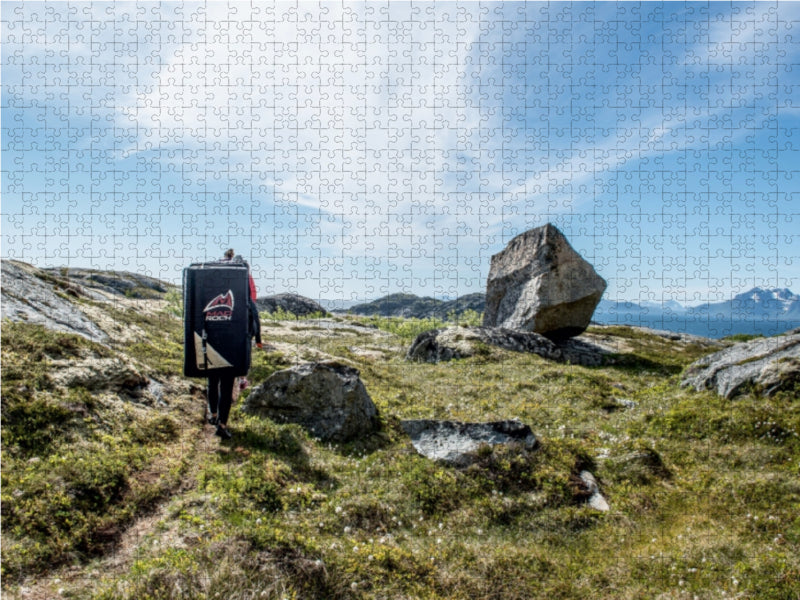 bouldern in Henningsvaer, Lofoten, 1000 Teile Puzzle quer - CALVENDO Foto-Puzzle'