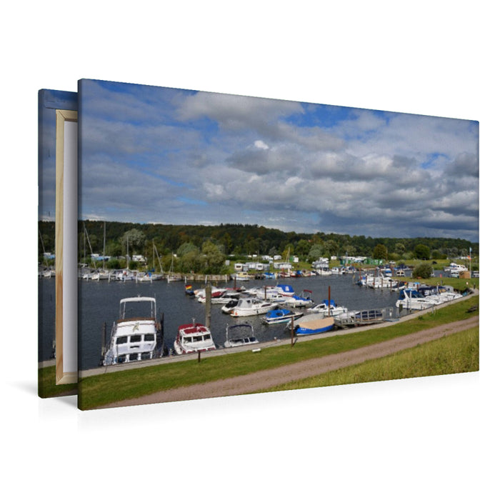 Premium Textil-Leinwand Yachthafen und Campingplatz