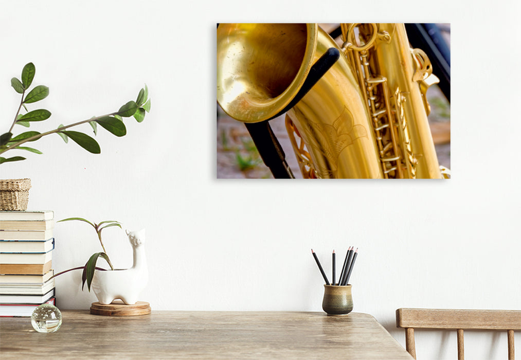 Toile textile premium Toile textile premium 120 cm x 80 cm paysage Saxophone - beau et sexy 