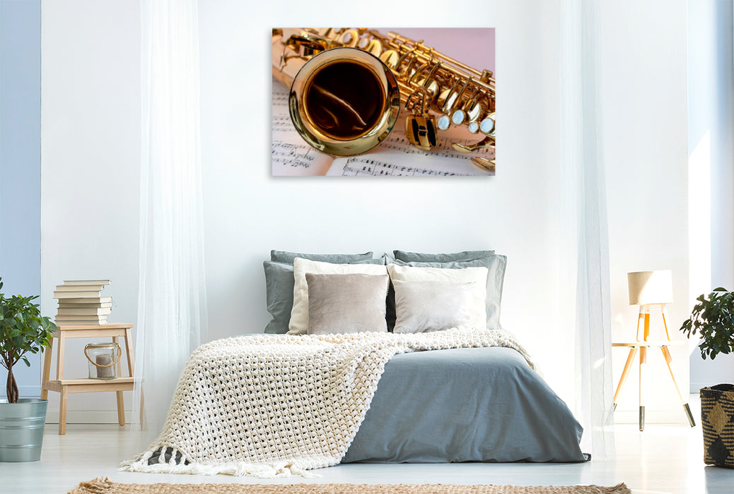 Toile textile premium Toile textile premium 120 cm x 80 cm paysage Saxophone - beau et sexy 