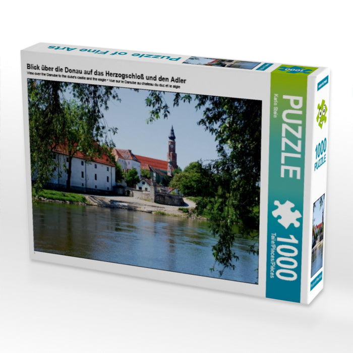 Blick über die Donau auf das Herzogschloß und den Adler 1000 Teile Puzzle quer - CALVENDO Foto-Puzzle'