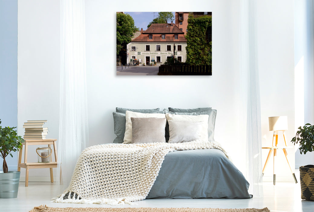 Premium Textil-Leinwand Premium Textil-Leinwand 120 cm x 80 cm quer Historisches Gasthaus