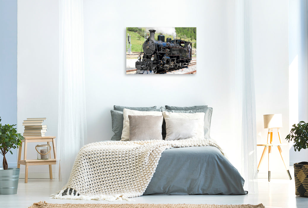 Toile textile haut de gamme Toile textile haut de gamme 120 cm x 80 cm à travers la locomotive n° 4 de la route de la Furka 