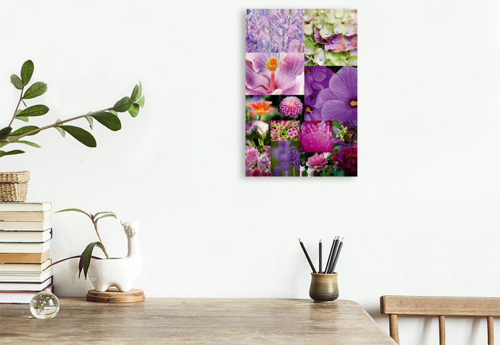 Toile textile premium Toile textile premium 80 cm x 120 cm de haut Rêves de fleurs violettes 