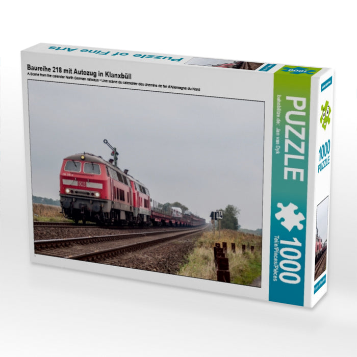 Baureihe 218 mit Autozug in Klanxbüll 1000 Teile Puzzle quer - CALVENDO Foto-Puzzle'