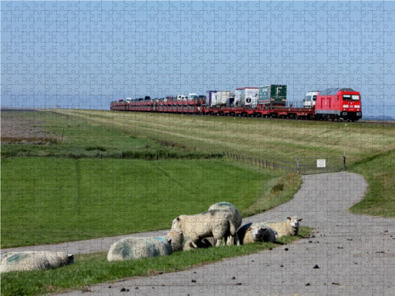 Die neue Baureihe 245 auf dem Hindenburgdamm 1000 Teile Puzzle quer - CALVENDO Foto-Puzzle'