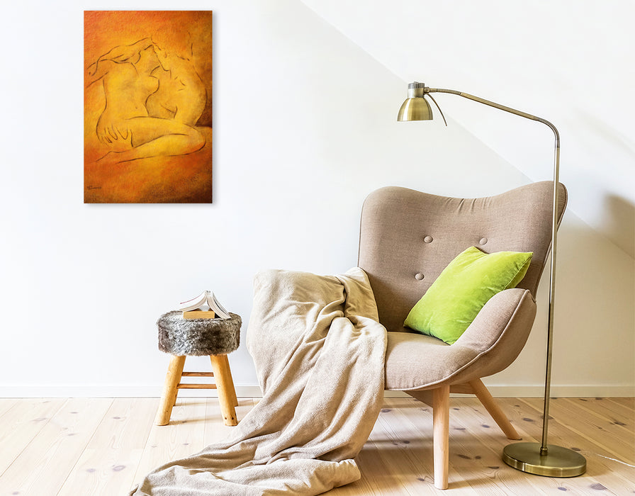 Premium Textil-Leinwand Premium Textil-Leinwand 50 cm x 75 cm hoch Flammende Leidenschaft - Erotik Paare