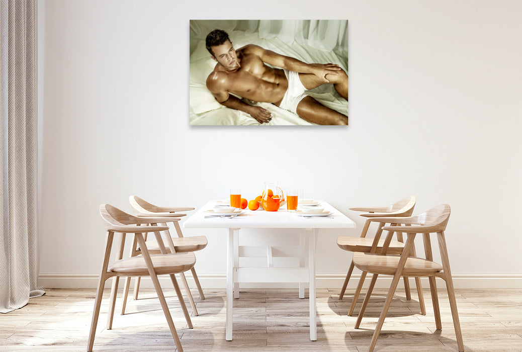Premium Textil-Leinwand Premium Textil-Leinwand 120 cm x 80 cm quer Männer. Sexy und kraftvoll