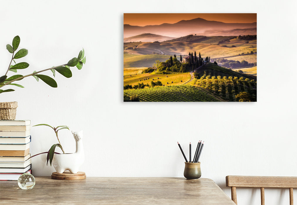 Premium textile canvas Premium textile canvas 120 cm x 80 cm landscape wine-growing region and landscape in Tuscany 