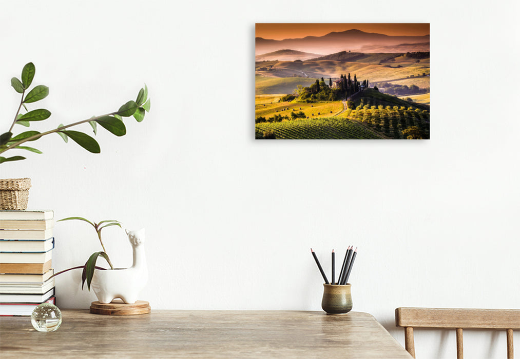 Premium textile canvas Premium textile canvas 120 cm x 80 cm landscape wine-growing region and landscape in Tuscany 