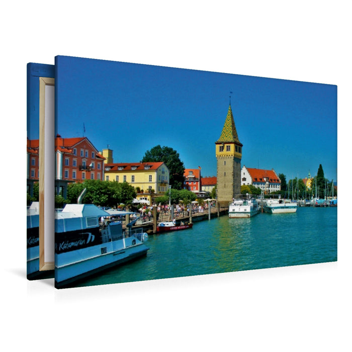 Premium Textil-Leinwand Hafen von Lindau
