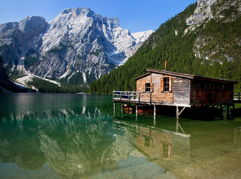 Fischerhütte am Pragser Wildsee - CALVENDO Foto-Puzzle'