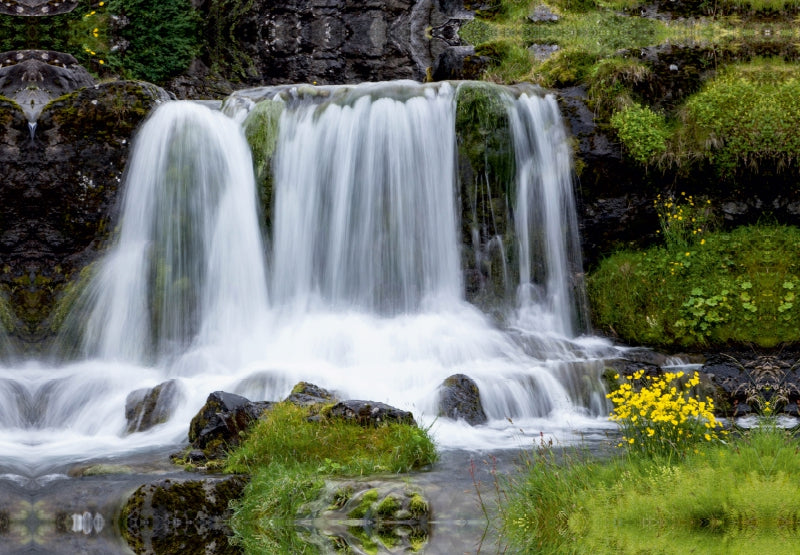Premium Textil-Leinwand Wasserfall am Dynjandi