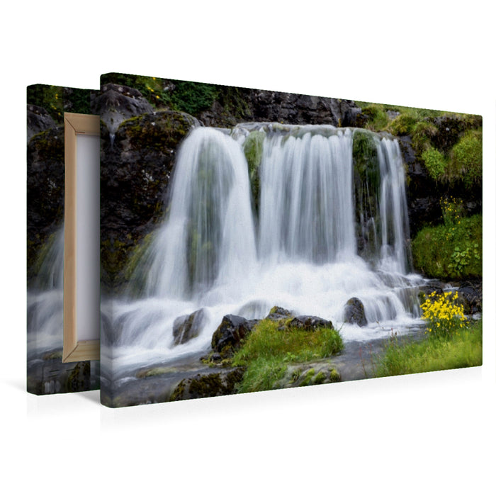 Premium Textil-Leinwand Wasserfall am Dynjandi