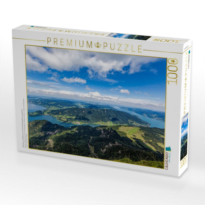 Mondsee und Attersee von der Schafbergspitze aus gesehen - CALVENDO Foto-Puzzle'