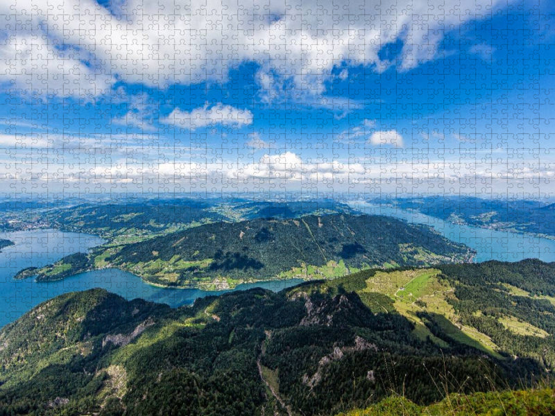 Mondsee und Attersee von der Schafbergspitze aus gesehen - CALVENDO Foto-Puzzle'